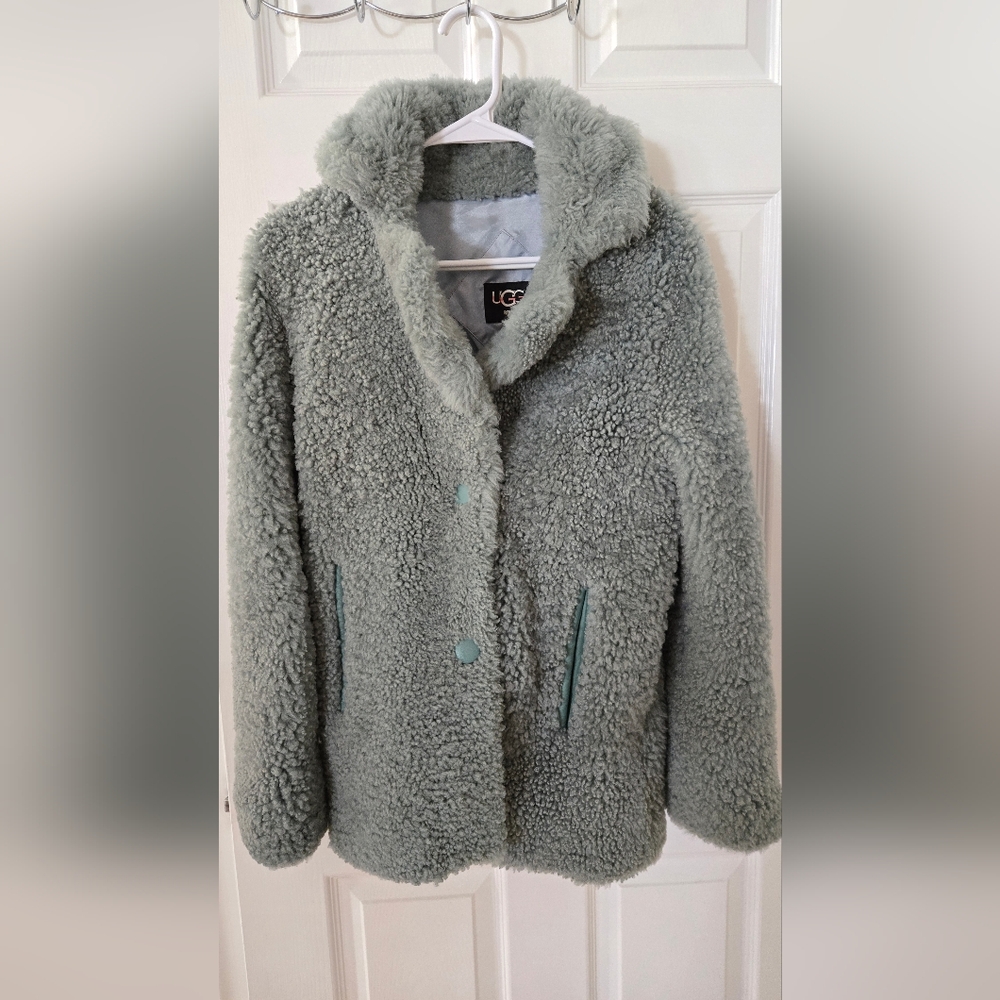 UGG Light Greenish Gray Sherpa Coat